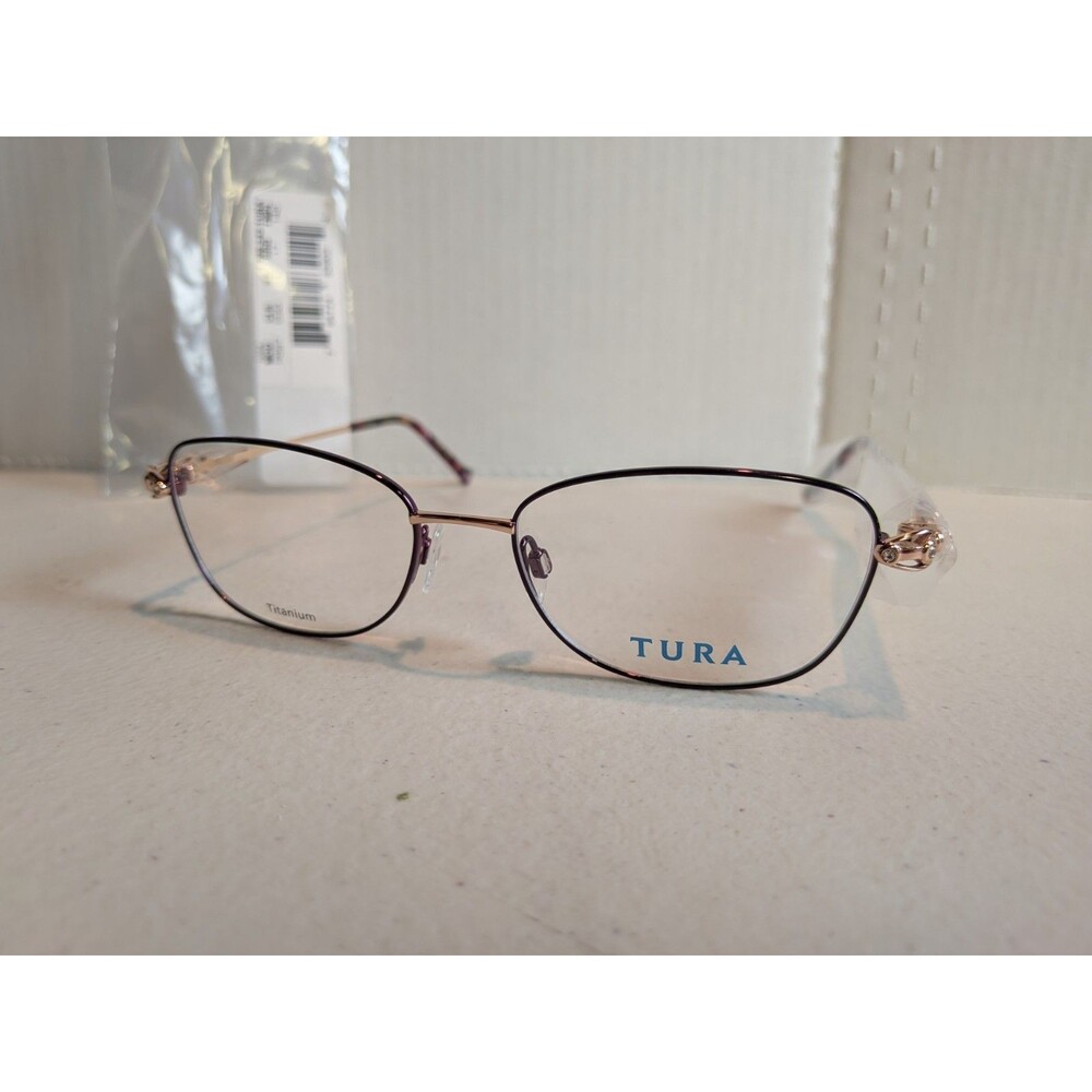 Tura R587 EGG Eyeglasses Frame Women's Rose Gold Brown Metal Full Rim 54-17-145